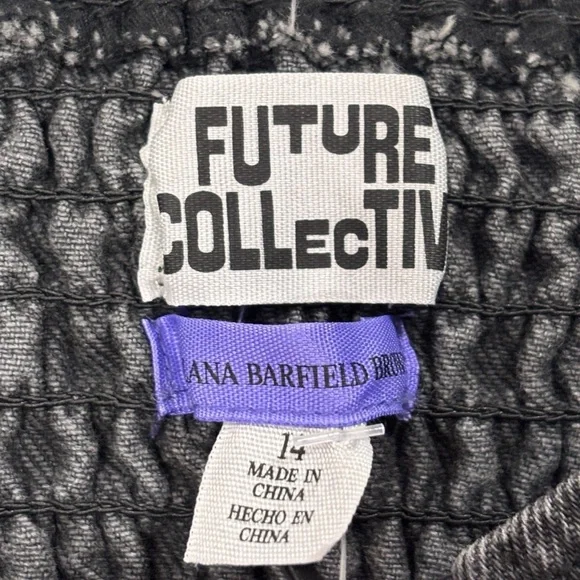 Future Collective Black Denim Long Sleeve Bustier Zipper Dress Size 14 NWT - Picture 8 of 12